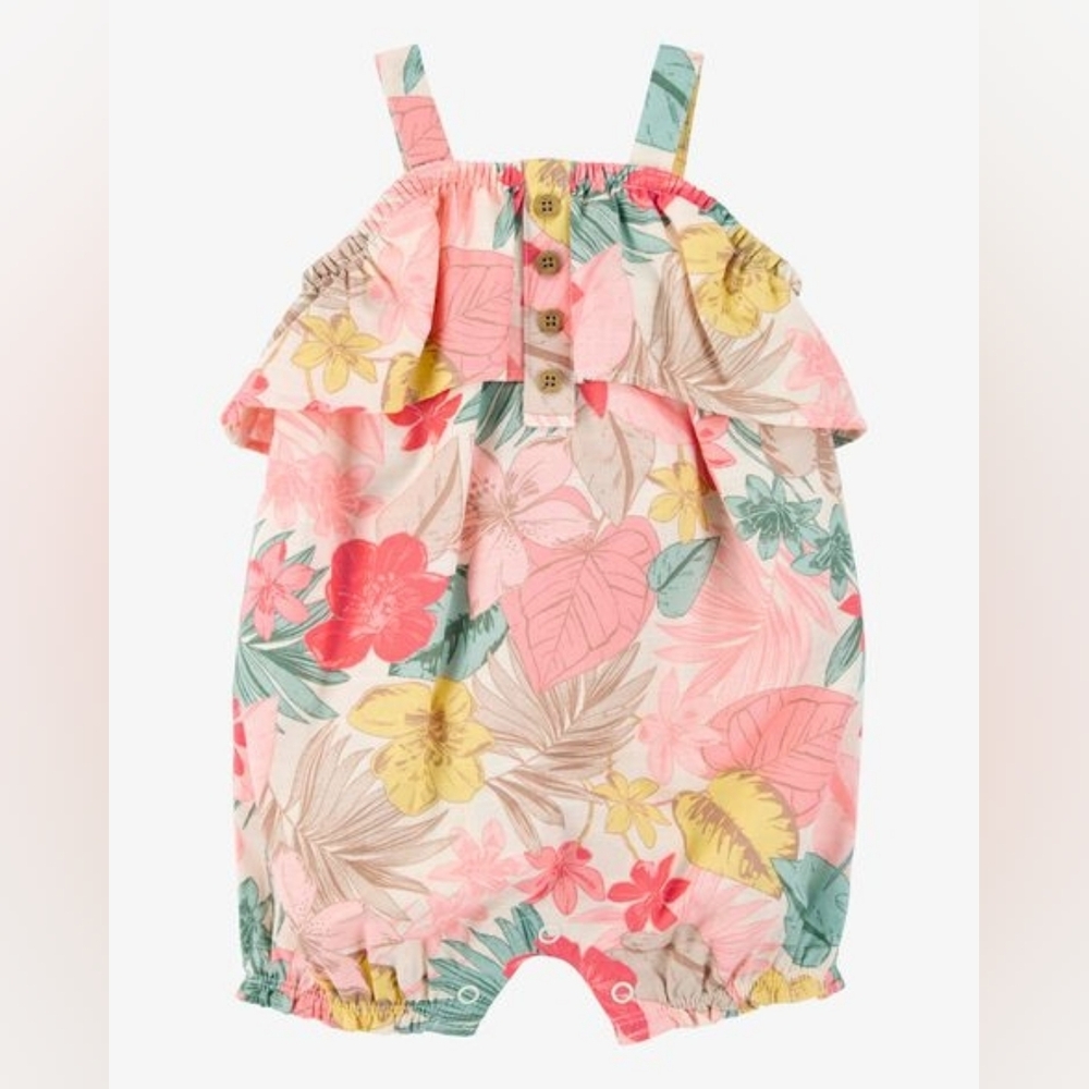 Carters Baby Girl 1-Piece Tropical Print Romper NWT